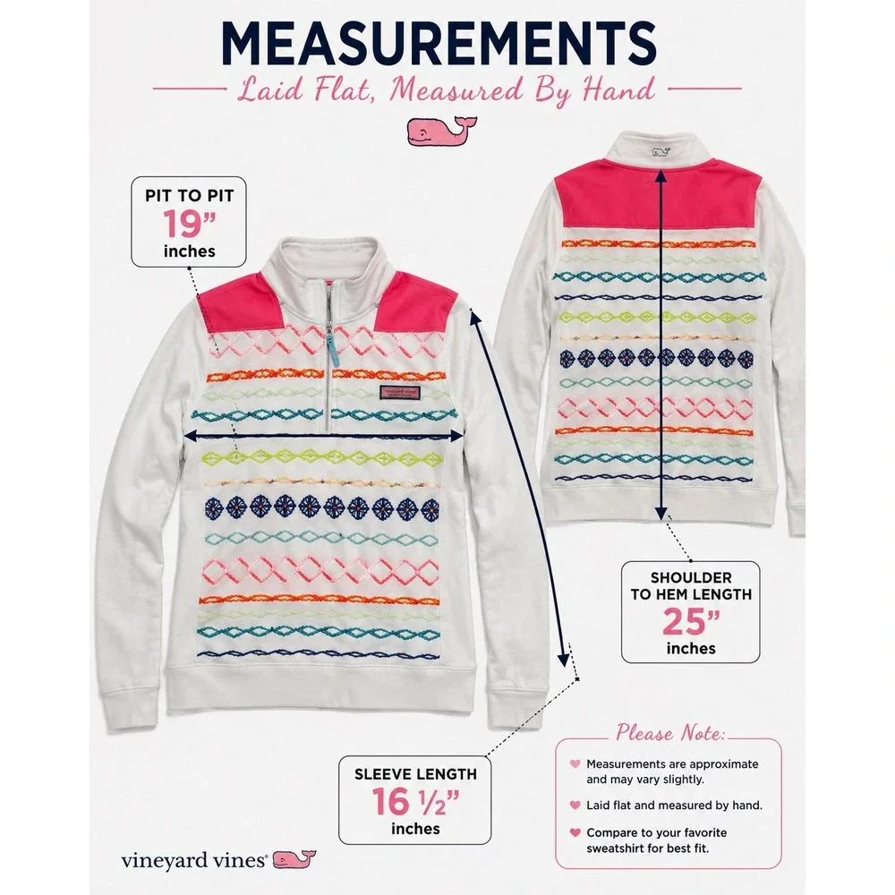 Vineyard Vines Women's Medium Embroidered Shep Shirt Quarter Zip Coastal Prep - Picture 5 of 16